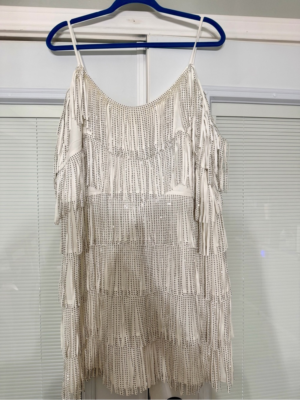 White Fringe Tiered Dress